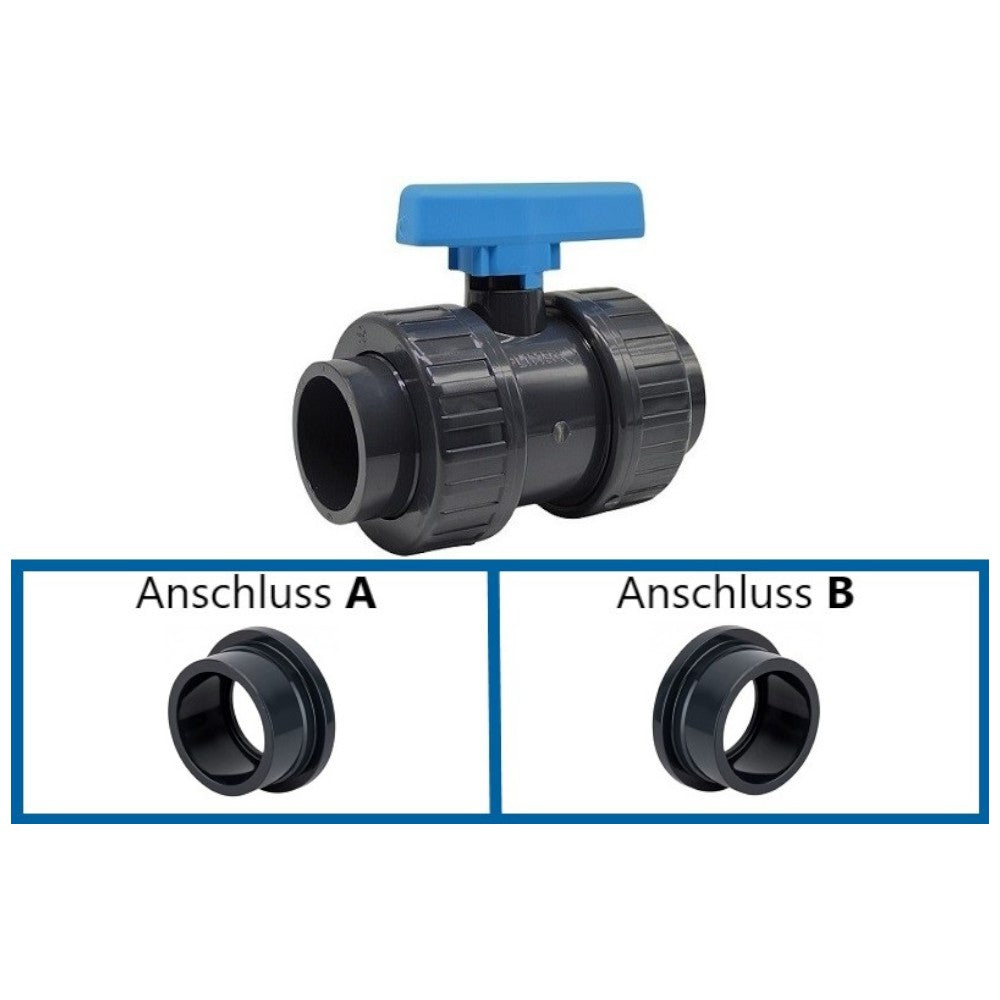 PVC Kugelhahn Plimex mit blauen Griff